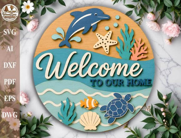 Download Ocean Welcome Sign Laser Cut File SVG - Welcome sign Collection