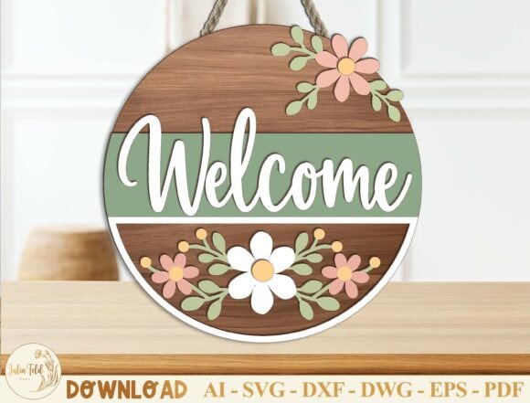 Download Floral Welcome Sign Laser Cut File SVG - Welcome sign Collection