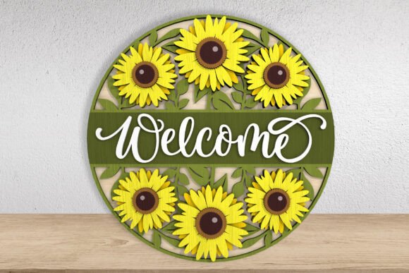 Download Sunflower Welcome Sign Laser Cut File - Welcome sign Collection