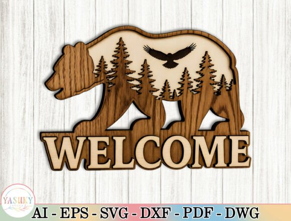 Download Bear Welcome Sign Laser Cut File SVG - Welcome sign Collection