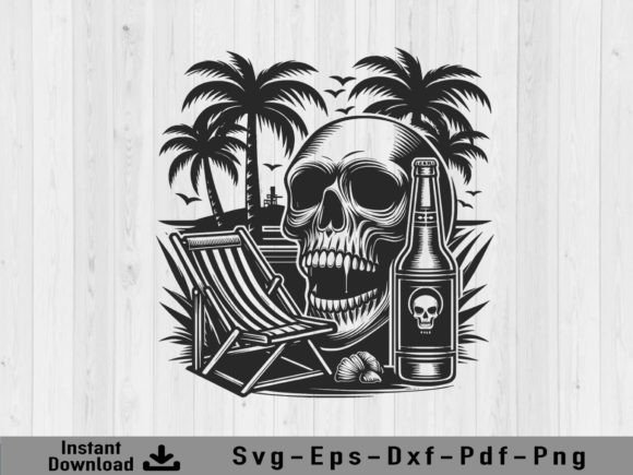 Download Skull Head with Beer Bootle Svg Vector - Premium Resources