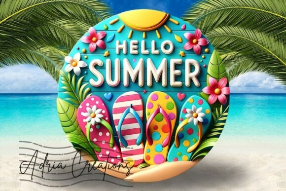 Download 3D Hello Summer Flip Flops Welcome Sign - Welcome sign Collection