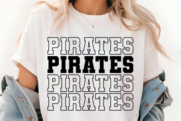 Download Stacked Block Letter Pirates Mascot SVG - Premium Resources