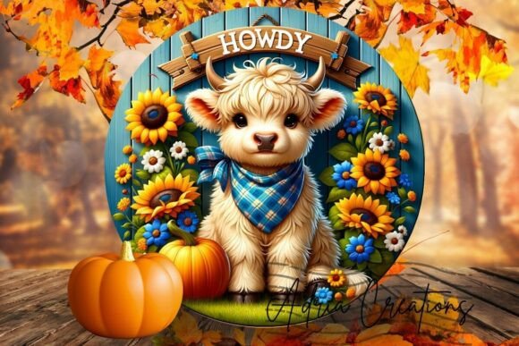 Download 3D Howdy Fall Highland Cow Welcome Sign - Welcome sign Collection