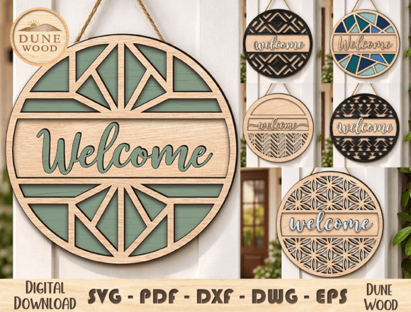 Download Round Welcome Sign Laser Cut File - Welcome sign Collection