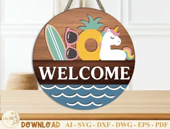 Download Summer Welcome Sign Laser Cut File SVG - Welcome sign Collection