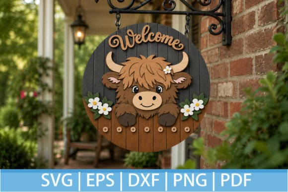 Download Highland Cow Welcome Sign SVG Laser Cut - Welcome sign Collection